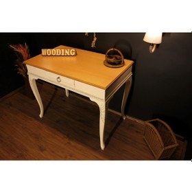 Resim Wooding 100 Cm Masif Naturel Krem Oymalı Çalışma Masası 