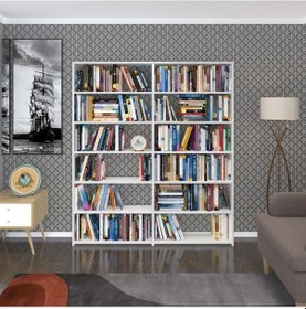 Resim Kenzlife Kitaplık Süper Ga 180 160 19 Byz 6 Katlı 2 Bölme Çift Bölme Opsiyonlu Ofis Mutfak Banyo Dolabı Arkalıksız Çok Renkli 