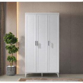 Resim GuneyStore Paris 3 Kapaklı Komple MDF Beyaz Gardırop 