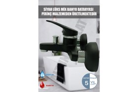 Resim Altun Siyah Mix Banyo Duş Bataryası Aç Kapa Musluk 