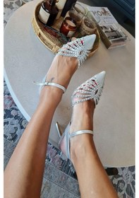 Resim 036 7469 Topukla Kadın Bilekden Bağlamalı İnce Topuklu Taşlı Abiye Ayakkabı 001 
