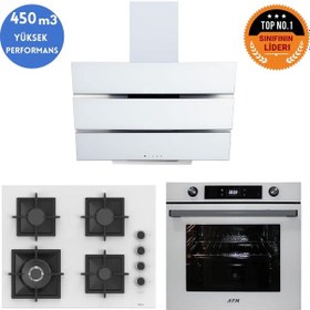 Resim Ferre Ve AFM Tech SC406-WFA WOK+FM7701+FM3251 Beyaz Dijital Ankastre Set 