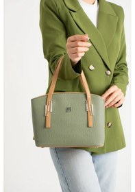 Resim Just Polo Kadın Günlük Kullanıma Uygun Ayarlanabilir Askılı Lüks El Ve Omuz Çantası Shopper Yeşil 