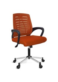 Resim Türksit Karizma File Çalişma Koltuğu Metalik Gri Boyalı Ayak Turuncu 