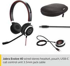 Resim Jabra Evolve 40 MS Stereo Kulaklık - Microsoft Teams Sertifikalı Kulaklık, VoIP Softphone için, Pasif Gürültü Önleme Özellikli - USB-C Kablosu, Siyah, 5706991021547 