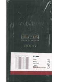 Resim Gıpta 2026 Ticari Ajanda Dikişli Sert Kapaklı 17x33 Hafta Sonları Ayrıdır Siyah 