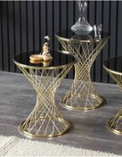 Resim ZİGON SEHPA TAKIMI MOBİLYA Pota Zigon Sehpa Gold Ayak Bronz Aynalı Sehpa 