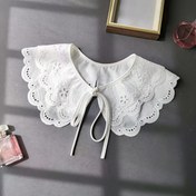 Resim 1 Adet Kadın Beyaz Dantel Çıkarılabilir Sahte Yaka - Elbise, Bluzlar & Ceketler için Ayarlanabilir Fişanlı Şık Omuz Askısı Tasarımı, Makinede Yıkanabilir Moda Aksesuarı, Sofistike İşçilik 