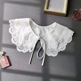 Resim 1 Adet Kadın Beyaz Dantel Çıkarılabilir Sahte Yaka - Elbise, Bluzlar & Ceketler için Ayarlanabilir Fişanlı Şık Omuz Askısı Tasarımı, Makinede Yıkanabilir Moda Aksesuarı, Sofistike İşçilik 