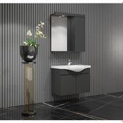 Resim Yıldız Banyo Dolabı 55Cm Komple Antrasit Gri Mat Antrasit - Gri 