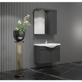 Resim Yıldız Banyo Dolabı 55Cm Komple Antrasit Gri Mat Antrasit - Gri 