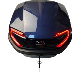 Resim Giza Motor 33 Lt Kapasiteli Sırt Dayamalı Motosiklet Çantası Metalik Lacivert Su Geçirmez Tasarım 