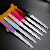 Resim 5 adet Renkli Tutacaklı Ergonomik Paslanmaz Çelik Tırnak Dosyaları - Çift Taraflı, Alkol İçermeyen Parmak Tırnakları ve Ayak Tırnakları İçin - DIY Ev Salonu Manikürleri ve Kişisel Bakım İçin Mükemmel, Tırnak Bakımı Temelleri|Ergonomik Tasarım|Pürüzsüz Yüzey, Tırnak Sanatı Aracı 