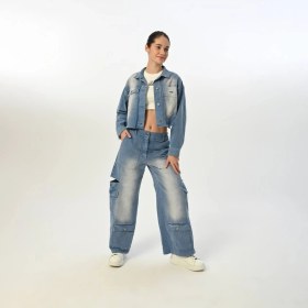 Resim Loco Loco 09-15 Yaş Kız Çocuk Cepli Gabardin Pantolon - Mavi 