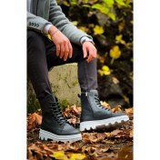 Resim KB-0993 Kuback Siyah Cilt Beyaz Yüksek Taban Postal Bot 