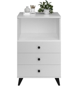 Resim Simple Şifonyer Tek Raflı 3 Çekmeceli 60x44x96 Beyaz Beyaz 