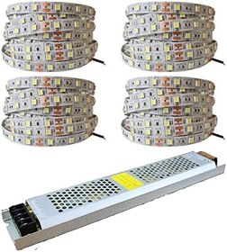 Resim 4040 Yeni Nesil Şerit LED 20 Metre + 12v 25 Amper 300 Watt LED Trafo (Beyaz) 