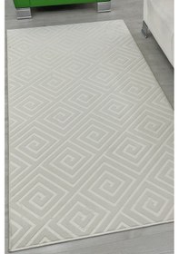 Resim Lüle Halı Delüx Kabartmalı Düz Renk Üstün Kalite De Kaymaz Tabanlı Yolluk Halı Beyaz 