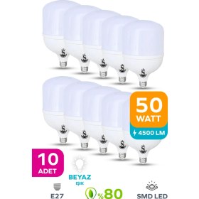 Resim ŞANLED 50W Tasarruflu E27 Beyaz Işık Torch LED Ampul-10 Adet 