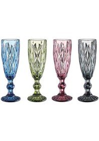 Resim Gri Cam Sedefli Flüt Ayaklı Kadeh 6'lı Boy: 18,5 Kapasite: 160 