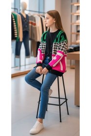 Resim Minimoda Kids Kız Çocuk Yazı ve Desenli Uzun Triko Hırka 