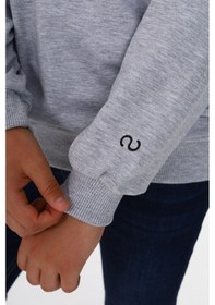 Resim Toontoy Kids Toontoy Erkek Çocuk Relax Fit Polo Yaka Çıtçıtlı Hafif Düşük Omuz Baskılı Sweatshirt - 2 İplik Gri 