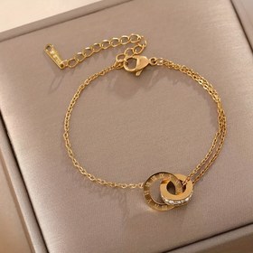 Resim Kadınlar için Roma Rakamları Kazımalı Şık Minimalist Çift Halkalı Paslanmaz Çelik Bilezik - Günlük Kıyafetler veya Moda İşe Gidiş Geliş İçin Uygun - Çiftler Aksesuarı 