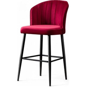 Resim Mymassa Rubi Bar Sandalyesi Bordo 