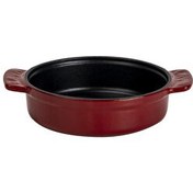 Resim Lava Döküm Yuvarlak Güveç Kabı Döküm Demir Yekpare Çift Kulplu Çap 14 CM 