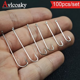 Resim 100 Adet Avlcoaky Ağır Hizmet Tipi Uzun Saplı Balık Oltası Kancaları, Çengelli Nokta ve Yassı İşlemeli - Büyük Göz Tabanıyla Devasa Boyutlu Alabalık Şirin, Turna, Levrek ile Deniz öncesindeki Tatli Su Olarak Dayanikkl Metal Benzeri Ýapyly 