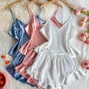 Resim Kadınlar İçin Seksi Rahat Fırfır Detaylı Camisole Pijama Takımı, 6 Parça 