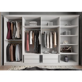 Resim Sementa Membran 8 Kapaklı Gardırop Montaj Dahil Beyaz 280 Cm 