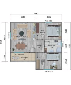 Resim Sismik Prefabrik 49 M2 Prefabrik Ev 