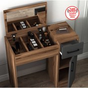 Resim Arnetti Makyaj Masası Aynalı Kapaklı Dolaplı Renk Ceviz, Antrasit - Inci 4 Farklı Renk Seçenekleriyle 