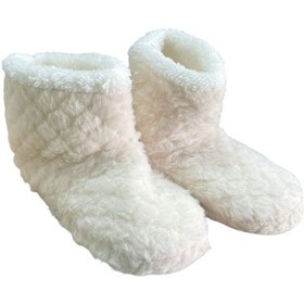 Resim Auris B2025001 Kadın Peluş Kışlık Günlük Ev Botu Bej Siyah 