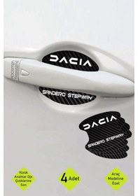 Resim Dacia Sandero Stepway Modeline Özel 4 Parçalı Karbon Çizik Koruyucu Kapı İçi Folyo Seti Sandero Stepway Yazılı 4 Adet 