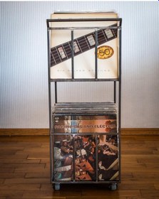 Resim Plaklık Metal Dergilik Modelleri Plaklık Standı 2 Katlı Siyah 