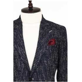 Resim Wessi Desenli Slim Fit Spor Lacivert Erkek Ceket - Wessi Lacivert 