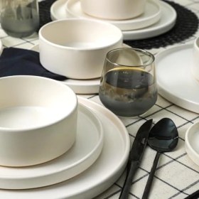 Resim Mat Beyaz Stackable Yemek/kahvaltı Takımı 20 Parça 4 Kişilik 