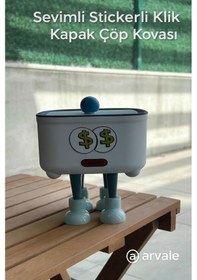 Resim Sevimli Klik Kapak Stickerlı Çöp Kovası 1,8 Litre 