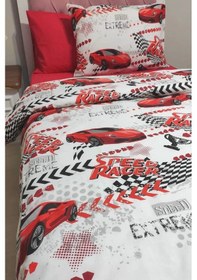 Resim Tek Kişilik Çocuk Nevresim Takımı Araba Kırmızı 