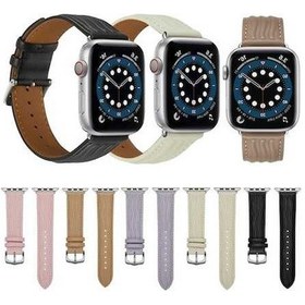 Resim Wondernest Uyumlu Watch Sones Saat Kordonu Desenli İos Hakiki Deri Çizgi 42mm Vg 