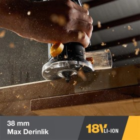 Resim Cat DX82B 18VOLT Şarjlı Kömürsüz 6mm Devir Ayarlı Profesyonel Avuç Içi El Frezesi Formika Tıraşlama (Akü Dahil Değildir) 
