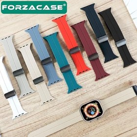 Resim Apple Watch 8 45 mm için Manyetik Tokalı Silikon Kordon Kayış + Ekran Koruma Filmi - FC272 