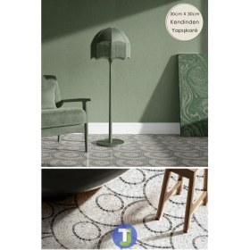 Resim Technojet 1Adet Kendinden Yapışkanlı Modern Tasarımlı Mutfak Banyo Zemin Duvar Kaplama Pvc Karo 30CM×30CM 