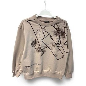 Resim Carinos Erkek Çocuk Delights Yazılı Sweat-15185 Vizon 
