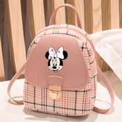 Resim 1 Adet Disney Fermuarlı Sırt Çantası - Geniş, Seyahat ve İş Çantası - Pastel Pembe PU Malzeme, Resmi Disney Tasarımı Kadınlar İçin Hediye, Disney Hayranları İçin Şirin Sırt Çantası, Ekose Desenli, Deri Astarlı, Şık Günlük Çanta, Hafif ve Kompakt Günlük Çanta 