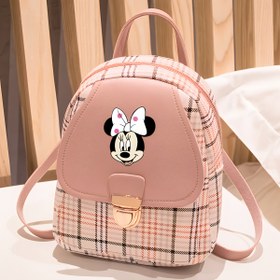 Resim 1 Adet Disney Fermuarlı Sırt Çantası - Geniş, Seyahat ve İş Çantası - Pastel Pembe PU Malzeme, Resmi Disney Tasarımı Kadınlar İçin Hediye, Disney Hayranları İçin Şirin Sırt Çantası, Ekose Desenli, Deri Astarlı, Şık Günlük Çanta, Hafif ve Kompakt Günlük Çanta 