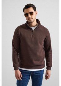Resim Süvari Koyu Kahve Regular Düz Yarım Balıkçı Yaka Sweatshirt Ssw2013700001-kh9 Koyu Kahverengi 