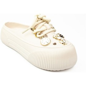 Resim Twingo 3404 Ekru Bağcıklı Taşlı Eva Kadın Terlik Beyaz 